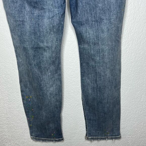 Judy Blue Boyfriend Fit Light Blue Wash Distressed Paint Speckle Jeans Sz 15/32 - Picture 7 of 12